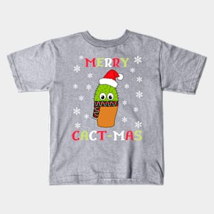 Merry Cact Mas - Cute Cactus With Christmas Scarf Kids T-Shirt